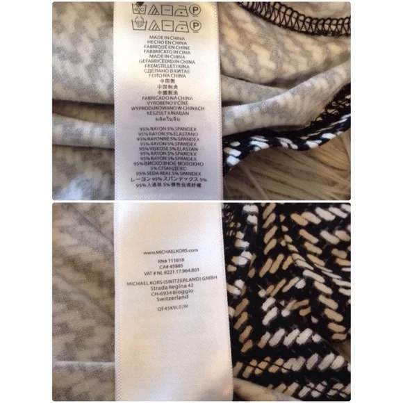 Michael Michael Kors Top Cowl Neck Black Chevron Long Sleeve Stretch Size Medium - Picture 8 of 8